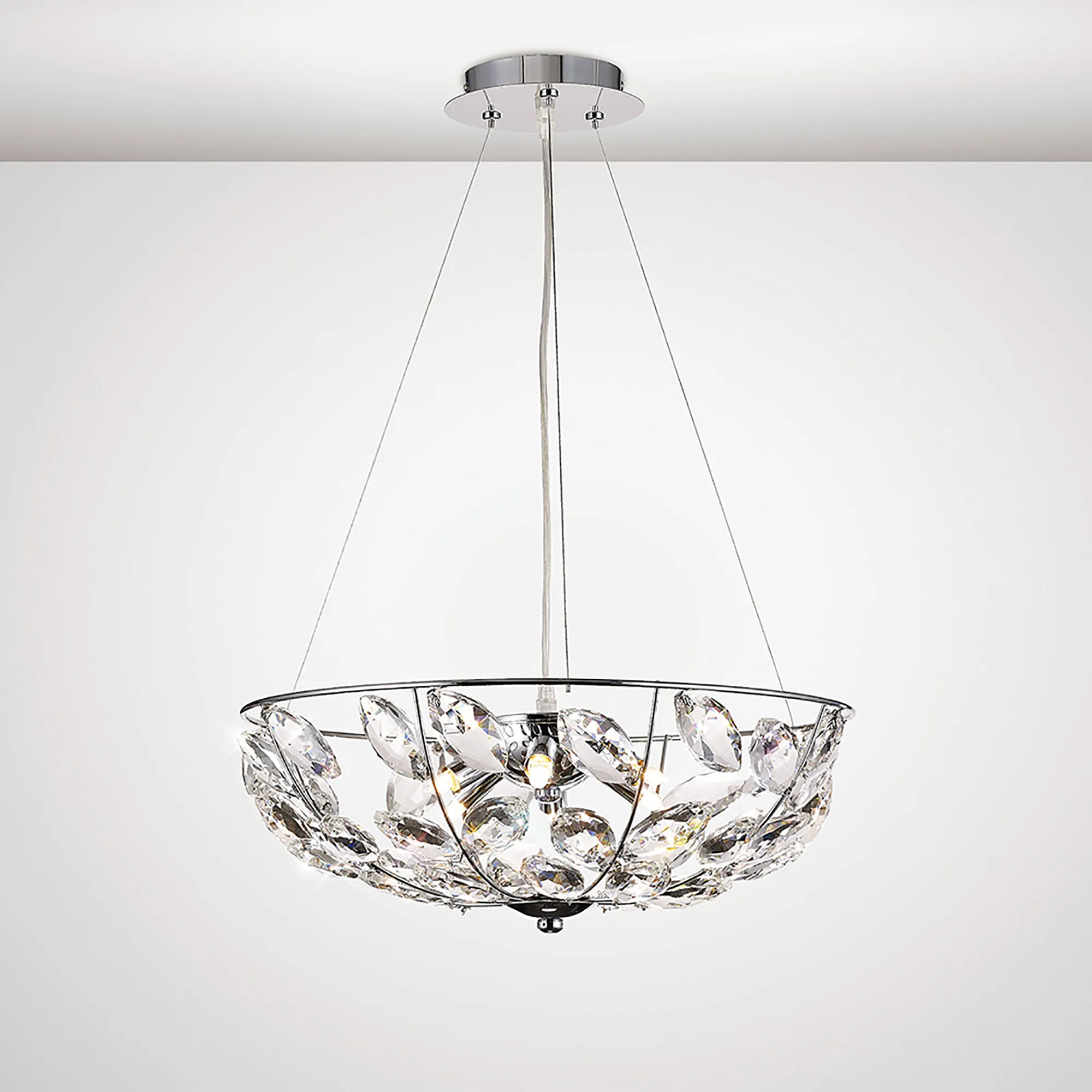 Galilea Crystal Ceiling Lights Diyas Single Crystal Pendants